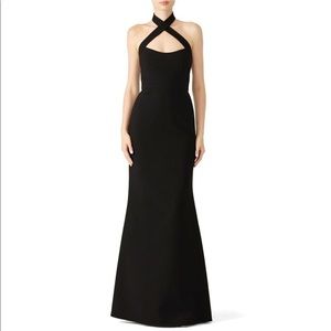 Jill Stuart Black Crisscross Halter Evening Gown
